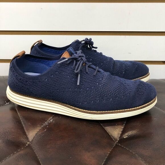 Cole Haan Mens Original Grand Stitchlite Wingtip Shoe Blue Size 8.5 C27960 - Picture 1 of 9
